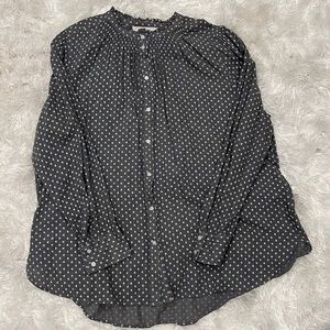 Grey and white loft button up shirt.